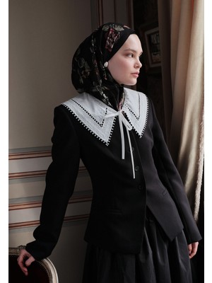 Fresh Scarfs Flower Rain Desenli Pamuk Viskon Şal Siyah