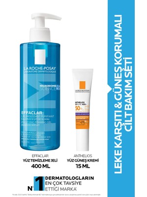 La Roche-Posay Güneş Korumalı Cilt Bakım Seti : Effaclar Yüz Temizleme Jeli 400ml & Anthelios Uvmune Anti Dark Spots Fluid Yüz Güneş Kremi 15ml