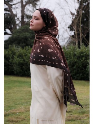 Fresh Scarfs Fawn Desenli Pamuk Viskon Şal Kahverengi