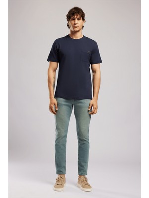 Lee Cooper VINCENT Erkek Regular Fit %100 Pamuk Basic Bisiklet Yaka T-Shirt Lacivert