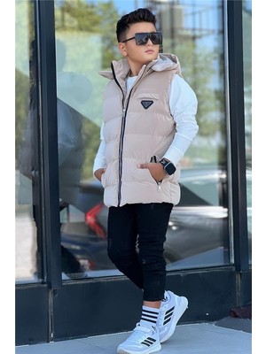 Pina Kids Erkek Çocuk Çıtçıt Kapüşonlu Nova Kumaş Şişme Yelek YLK3026