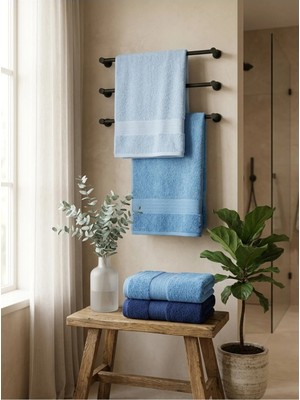Papillon Lüks Yumuşak Dokulu El Havlusu Mavi Tonları 4'lü Set 50X90 cm