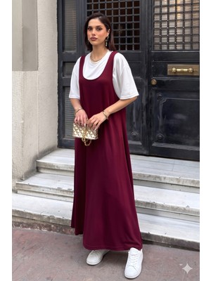 Bejna Kadın T-Shirt Detaylı Modal Dokulu Çift Parça Elbise