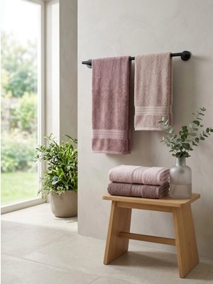Papillon Lüks Yumuşak Dokulu El Havlusu Mürdüm Tonları 4'lü Set 50X90 cm