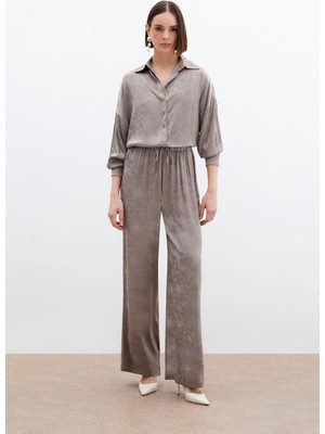 Sateen-Jakarlı Saten Pantolon