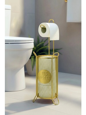 Evstyle Metal Fileli Tuvalet Kağıtlığı & Düzenleyici Yedekli Stant - Gold