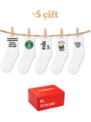 Carnaval Socks 5’li Unisex Desenli Kısa Konç Çorap Seti-5 Hediye Kutulu