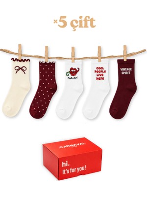 Carnaval Socks 5’li Unisex Desenli Kısa Konç Çorap Seti-4 Hediye Kutulu
