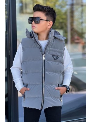 Pina Kids Erkek Çocuk Çıtçıt Kapüşonlu Nova Kumaş Şişme Yelek YLK3026