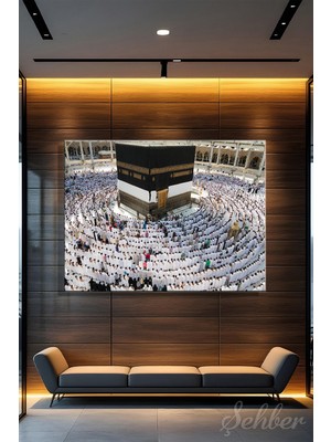 Şehber Yatay Kanvas Tablo Tekli Ev Kafe Ofis Kabe Mescid-I Haram Tavaf Hac ve Umre Ibadetleri 2796