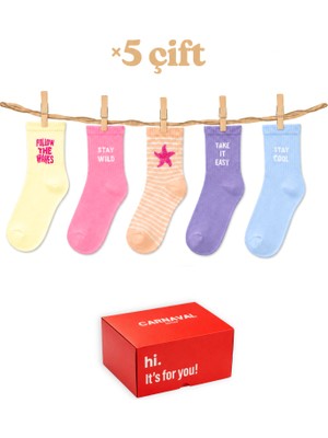 Carnaval Socks 5’li Unisex Desenli Kısa Konç Çorap Seti-1 Hediye Kutulu