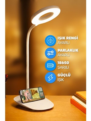 Solvéra Dokunmatik Çok Renkli Masa Lambası - 24 LED ve Telefon Standı Özelliği Masa ve Gece Lambası