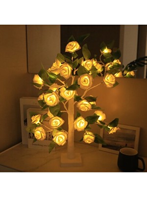 Orvessa LED Işıklı Gül Ağacı Dekoratif Lambası, Sarı ve Beyaz Işık Seçenekleriyle