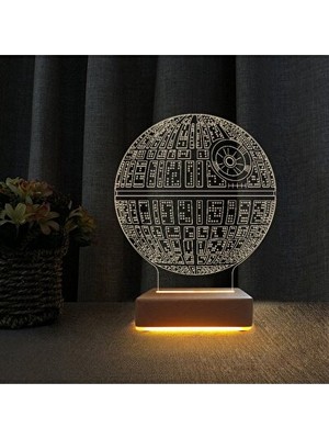 Teknotrust Orvessa 3D LED Wars Ölüm Yıldızı Tasarımı, Doğum Günü ve Hediye Seçeneği Masa ve Gece Lambası