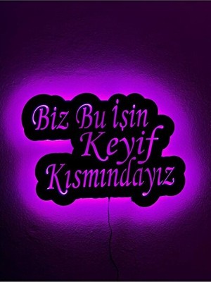 Orvessa Ahşap Yazılı LED Işıklı Dekoratif Duvar Tablosu, Keyifli Atmosfer Masa ve Gece Lambası