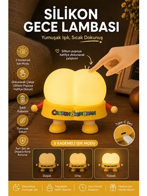 Orvessa Popo Tasarımlı Silikon Gece Lambası, Çocuklar Için Güvenli ve Renkli Işıkla