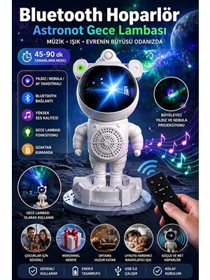 PremiumPort Orvessa Yıldız ve Galaksi Temalı Çocuk Gece Lambası, Projeksiyon Özelliğiyle Atmosf