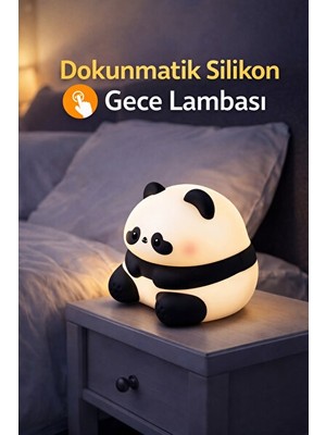 Orvessa Yumuşak Silikon Panda Gece Lambası - Dokunmatik ve 3 Kademeli Işık Masa ve Gece Lambası