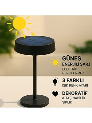 Orvessa 3 Renk Ayarlı LED Masa Lambası, Siyah Kasa ve Dekoratif Tasarım Masa ve Gece Lambası