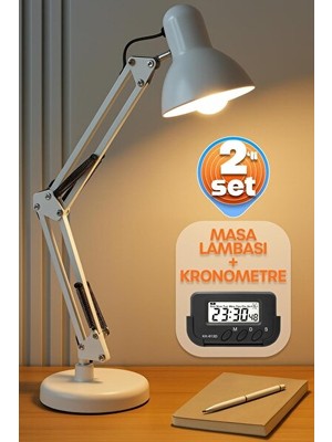 Orvessa Çiftli Masa Lambası ve Öğrenci Saati, Pratik ve Çok Fonksiyonlu Set Masa ve Gece Lambası