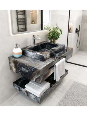Akay Dizayn Porselen Banyo Lavabosu - Siyah L05