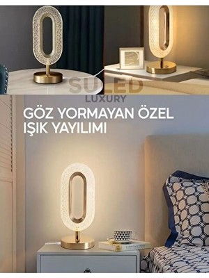 Orvessa Kristal Şarjlı Dokunmatik Masa Lambası, Renkli ve Çok Işıklı Abajur Masa ve Gece Lambası