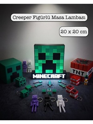 Orvessa Minecraft Temalı 3D LED Masa Lambası - USB Bağlantılı Masa ve Gece Lambası