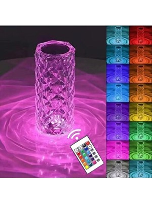 PremiumPort Orvessa Rgb LED Kristal Masa Lambası ile Renkli ve Şık Dekorasyon Masa ve Gece Lambası