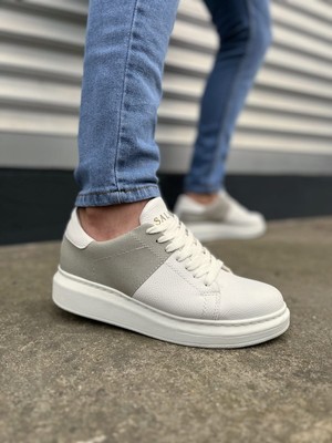 JET-151 Boost Bağcıklı Cilt Süet Erkek Günlük Sneaker Ayakkabı Csbt - Beyaz/gri