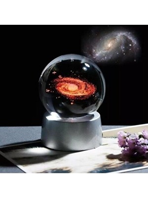 Orvessa Turkuaz Renkli Cam Küre ve Nebula Dekoratif Işık Masa ve Gece Lambası