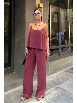 Bejna Kadın Ayarlanabilir Askılı Bluz Pantolon Modal Touch Alt Üst Takım
