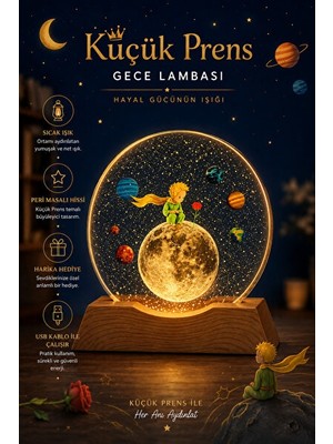 Orvessa Çocuk Odası Için Sevimli Ay ve Gezegen Tasarımlı Gece Lambası Masa ve Gece Lambası
