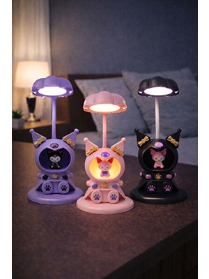 Orvessa Kawaii Kuromi Temalı Kalemtraşlı Masa Lambası Masa ve Gece Lambası