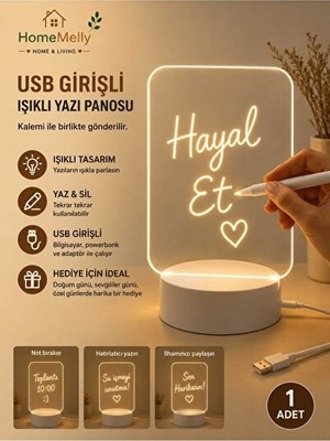 Orvessa Işıklı Yazı Panosu, Kişiselleştirilebilir ve Dekoratif Masa Lambası Masa ve Gece Lambası