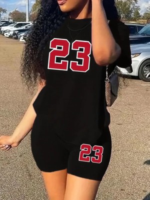 Aisha Elbise Kadın Kısa Kollu 23 Baskı Detay Viskon Iki Iplik Şortlu Bluz Takım