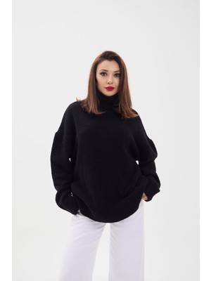 Aisha Elbise 43151 Triko Balıkçı Salaş Kazak-Siyah