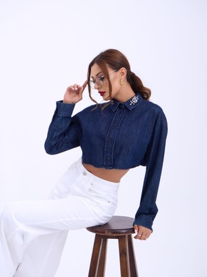 Aisha Elbise 6603 Kot Bluz-Mavi