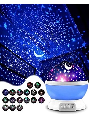 Orvessa Dönen Yıldız ve Ay Tavan Işığı - Romantik Gece Atmosferi Masa ve Gece Lambası