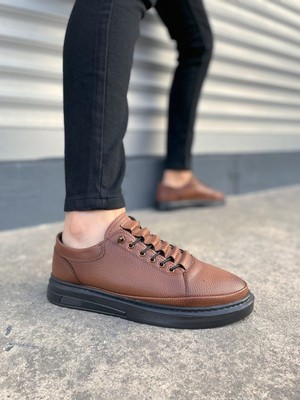 JET-0535 Prime Bağcıklı Cilt Erkek Günlük Sneaker Ayakkabı Cst - Taba