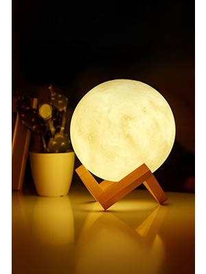 Orvessa 3D Ay Temalı Rgb LED Dokunmatik Gece Lambası - Dekoratif ve Renkli Atmosfer