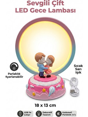 Orvessa Romantik Çift LED Gece Lambası, Masa ve Dekoratif Kullanım Için Masa ve Gece Lambası