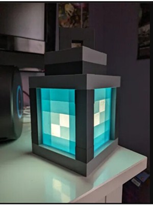 Solvéra Minecraft Temalı Mavi Figürlü Gece Lambası - Çocuklar Için Eğlenceli Dekora