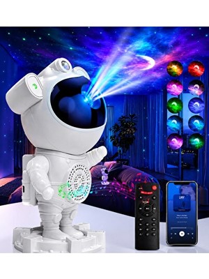 Orvessa Bluetooth Hoparlörlü Astronot ve Yıldız Projektörü, Çok Fonksiyonlu Gece La