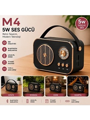 Vaelmont Mini Retro Bluetooth Hoparlör, 5W Güç ve Tf Kart Desteği ile