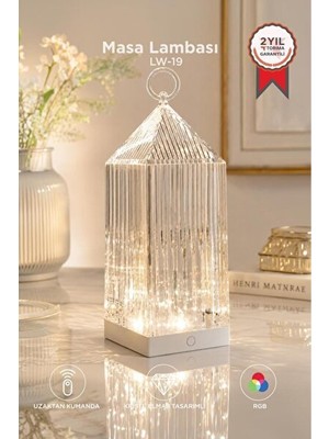 PremiumPort Orvessa Renkli LED Masa Lambası, Kumandalı, Kristal Elmas Tasarımı Masa ve Gece Lambası