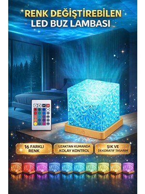 Solvéra Renk Değiştiren LED Aurora Buz Lambası ile Dekoratif Atmosfer Masa ve Gece Lambası