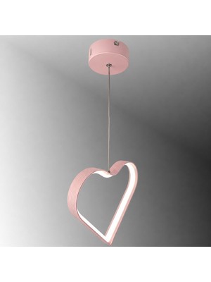 TT901-1-PMB Tt Aydınlatma Kalp Modeli Pembe Boyalı Çocuk Odası LED Avize
