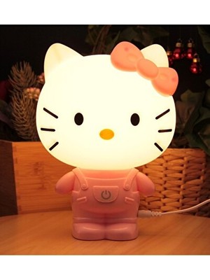 Orvessa Sevimli Hello Kitty Temalı Gece ve Masa Lambası, Çocuk Odası Dekoru Masa ve Gece Lambası