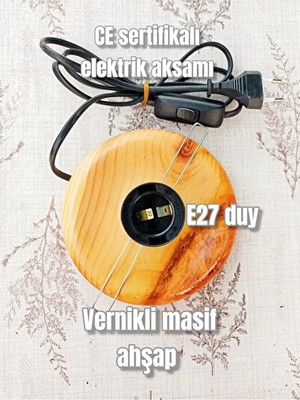 Orvessa Vernikli Masif Ahşap Lamba Altlığı, Su Kabağı Tasarımıyla Dekoratif Detay