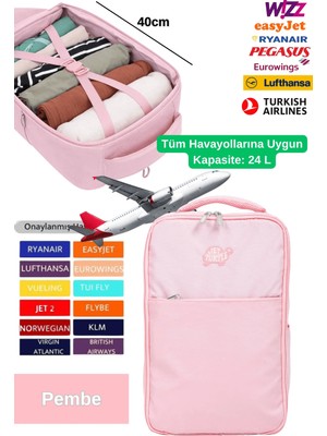 Jet Turtle Seyahat Sırt Çantası 40CM 40X25X15 cm Pegasus, Wizz Air, Ryanair, El Valizi Koltuk Altı Valizi